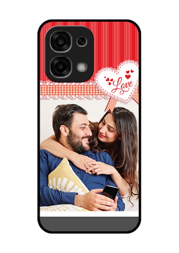 Oppo F33 5G Custom Glass Phone Case - Red Love Pattern Design