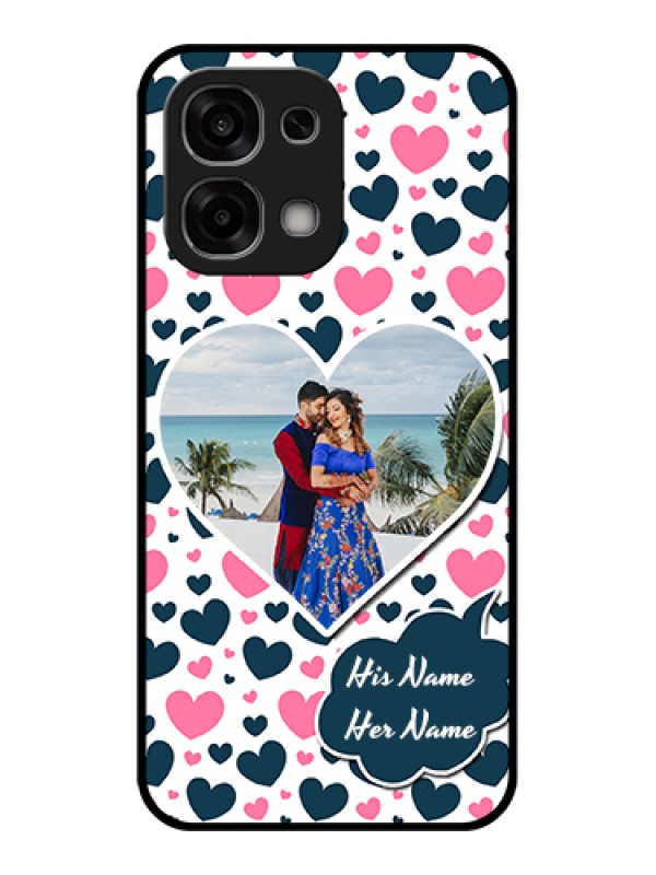 Custom Oppo F33 5G Custom Glass Phone Case - Pink & Blue Heart Design