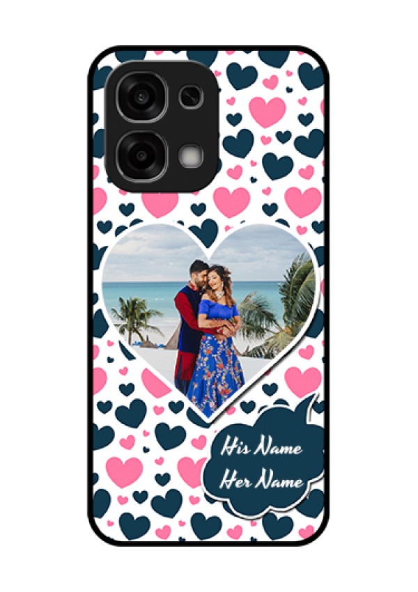 Oppo F33 5G Custom Glass Phone Case - Pink & Blue Heart Design
