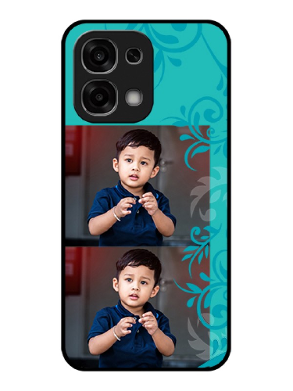 Custom Oppo F33 5G Custom Glass Phone Case - With Photo And Green Floral Design