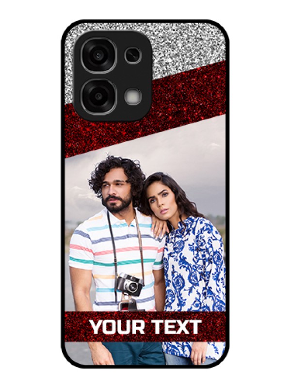 Custom Oppo F33 5G Custom Glass Phone Case - Image Holder With Glitter Strip Design