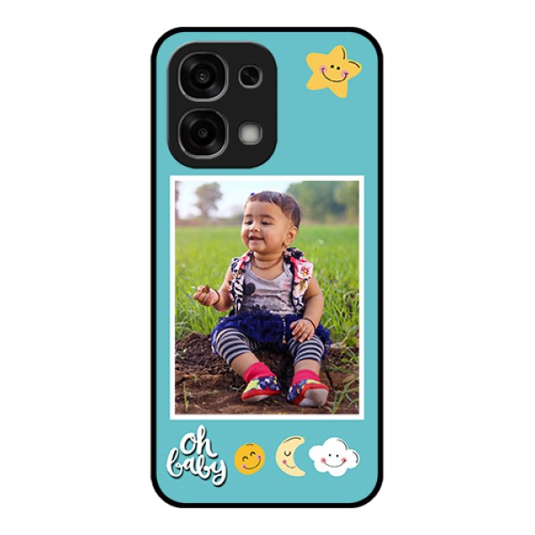 Oppo F33 5G Custom Glass Phone Case - Smiley Kids Stars Design