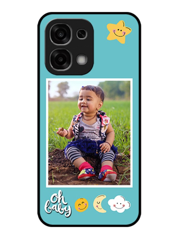 Custom Oppo F33 5G Custom Glass Phone Case - Smiley Kids Stars Design