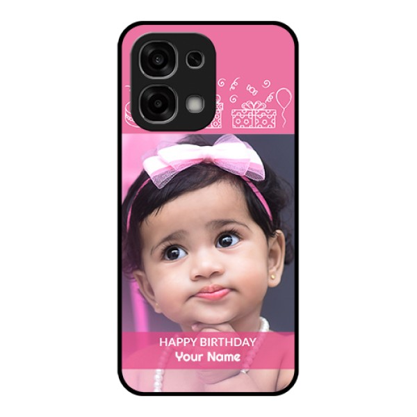 Oppo F33 5G Custom Glass Phone Case - With Birthday Line Art Design Oppo F33 5G Custom Glass Phone Case - With Birthday Line Art Design