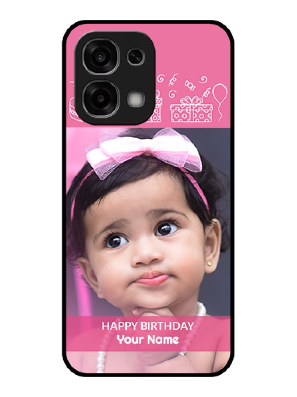 Custom Oppo F33 5G Custom Glass Phone Case - With Birthday Line Art Design