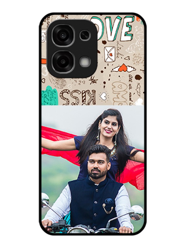 Custom Oppo F33 5G Custom Glass Phone Case - Love Doodle Pattern