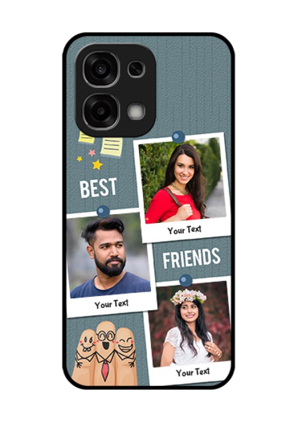 Oppo F33 5G Custom Glass Phone Case - Sticky Frames And Friendship Design