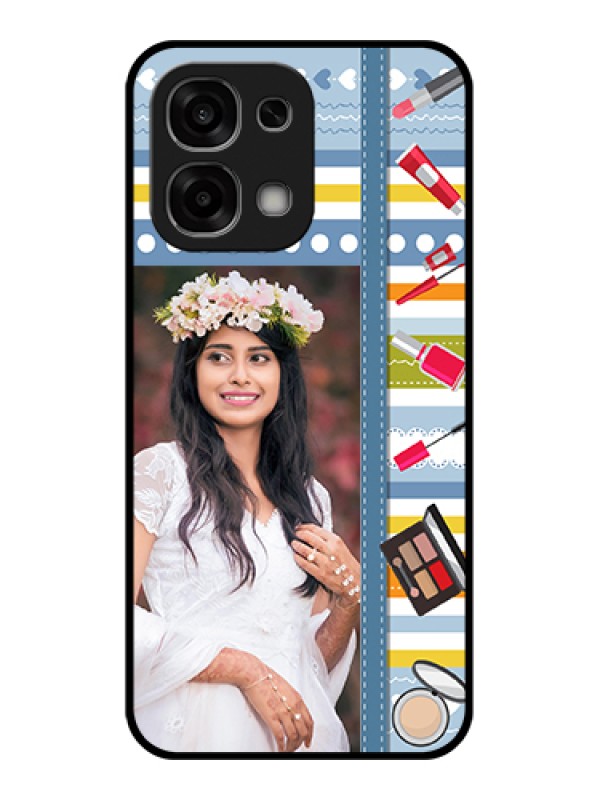 Custom Oppo F33 5G Custom Glass Phone Case - Makeup Icons Design