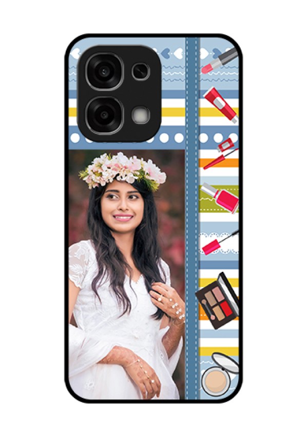 Oppo F33 5G Custom Glass Phone Case - Makeup Icons Design