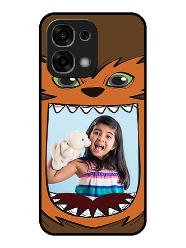 Custom Oppo F33 5G Custom Glass Phone Case - Owl Monster Back Case Design