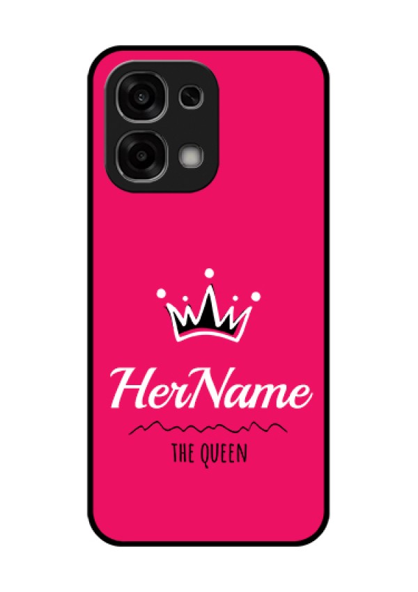 Oppo F33 5G Custom Glass Phone Case - Queen With Name Design
