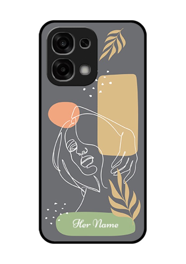 Oppo F33 5G Custom Glass Phone Case - Gazing Woman Line Art Design