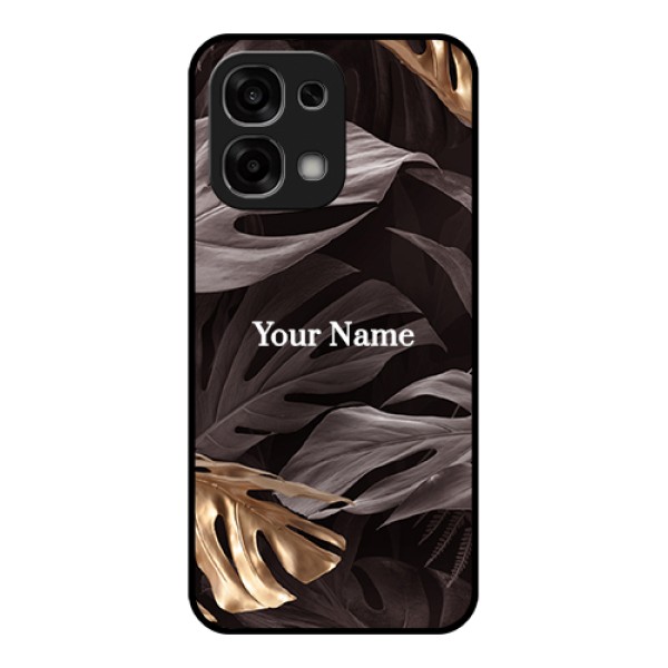 Oppo F33 5G Custom Glass Phone Case - Wild Leaves Digital Paint Design Oppo F33 5G Custom Glass Phone Case - Wild Leaves Digital Paint Design