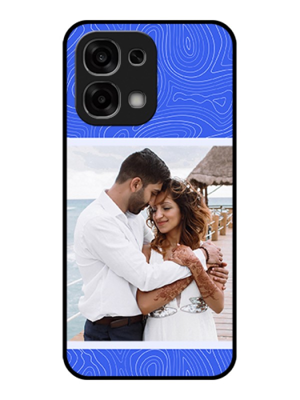 Custom Oppo F33 5G Custom Glass Phone Case - Curved Line Art With Blue And White Design