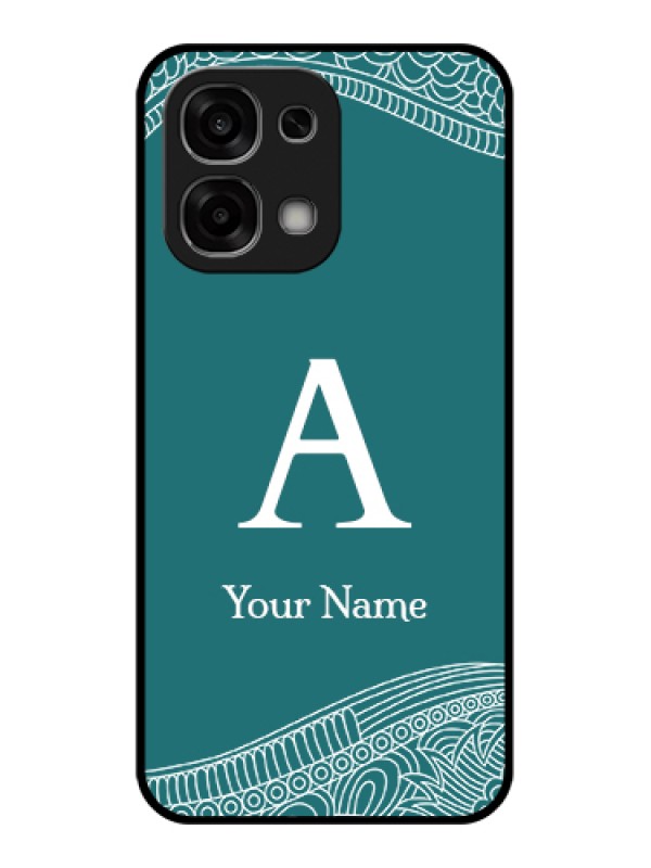 Custom Oppo F33 5G Custom Glass Phone Case - Line Art Pattern With Custom Name Design