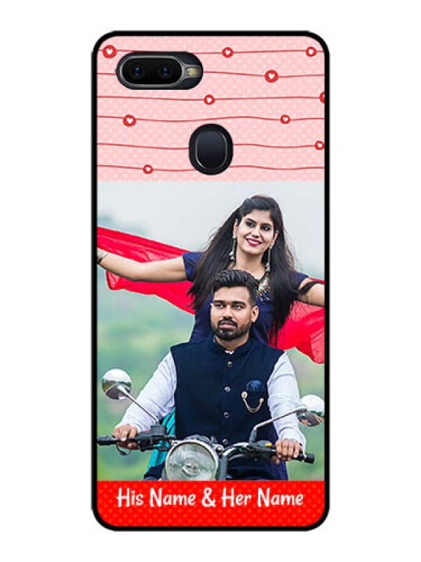 Custom Oppo F9 Pro Personalized Glass Phone Case  - Red Pattern Case Design