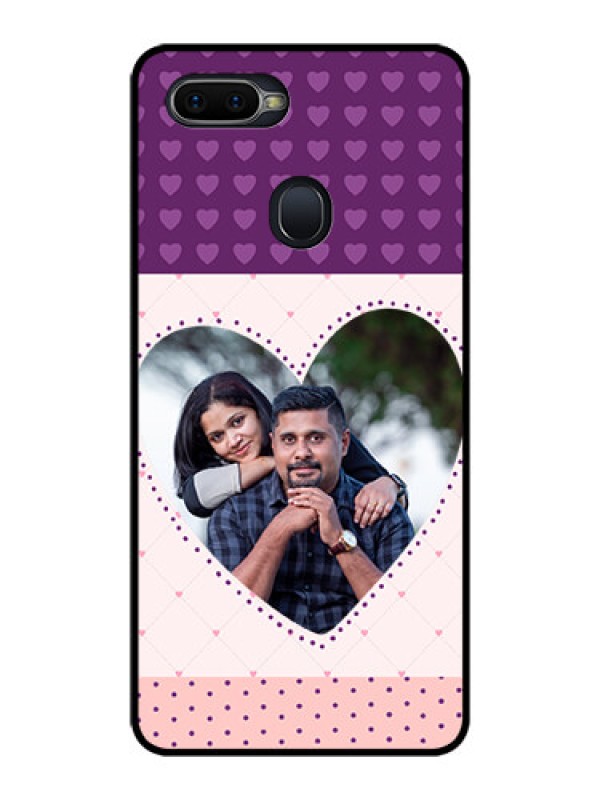 Custom Oppo F9 Pro Custom Glass Phone Case  - Violet Love Dots Design