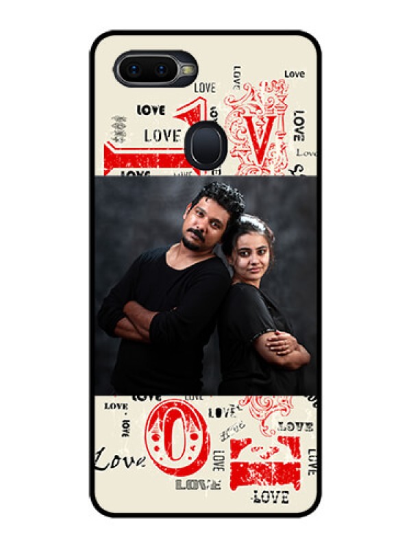 Custom Oppo F9 Pro Photo Printing on Glass Case  - Trendy Love Design Case