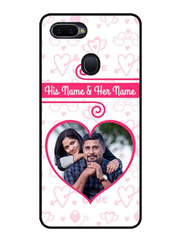 Custom Oppo F9 Pro Personalized Glass Phone Case  - Heart Shape Love Design