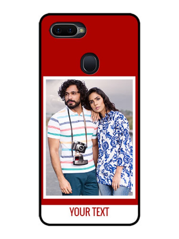 Custom Oppo F9 Pro Personalized Glass Phone Case  - Simple Red Color Design