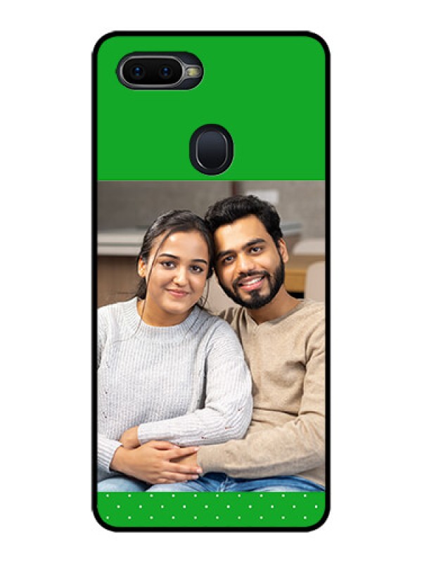 Custom Oppo F9 Pro Personalized Glass Phone Case  - Green Pattern Design