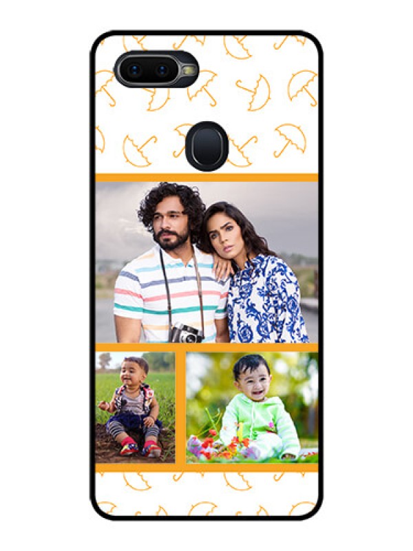 Custom Oppo F9 Pro Custom Glass Mobile Case  - Yellow Pattern Design