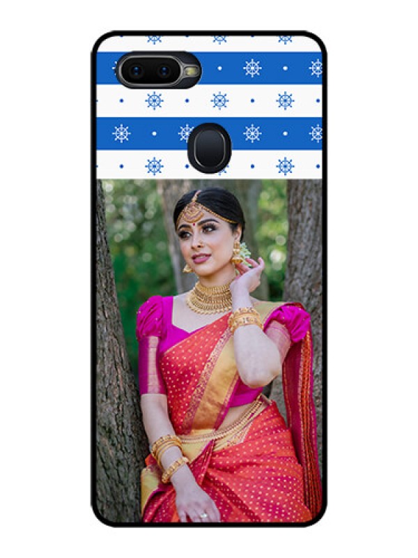 Custom Oppo F9 Pro Photo Printing on Glass Case  - Snow Pattern Design