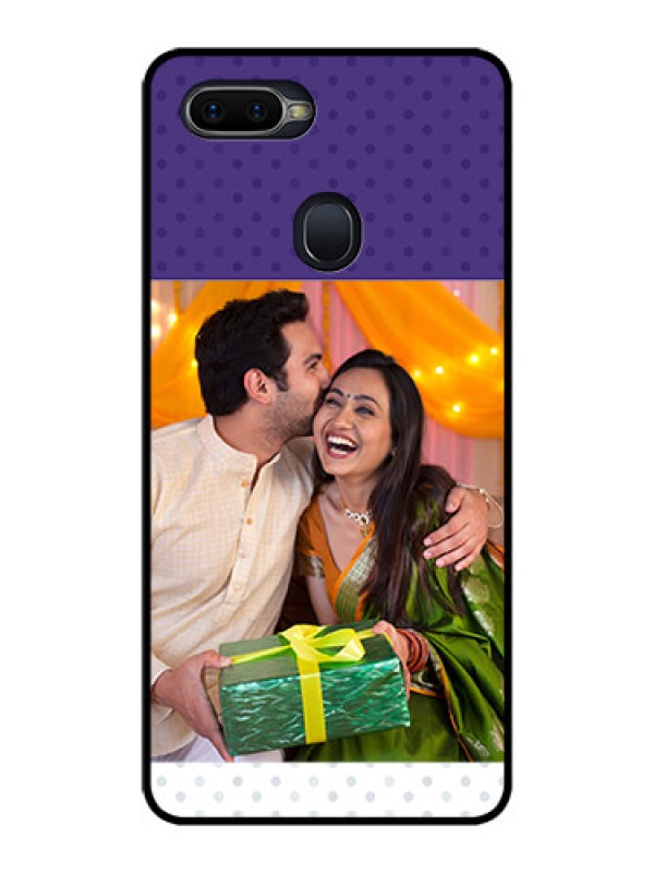 Custom Oppo F9 Pro Personalized Glass Phone Case  - Violet Pattern Design