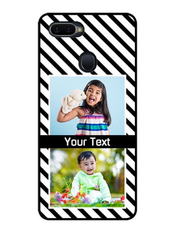 Custom Oppo F9 Pro Photo Printing on Glass Case  - Black And White Stripes Design
