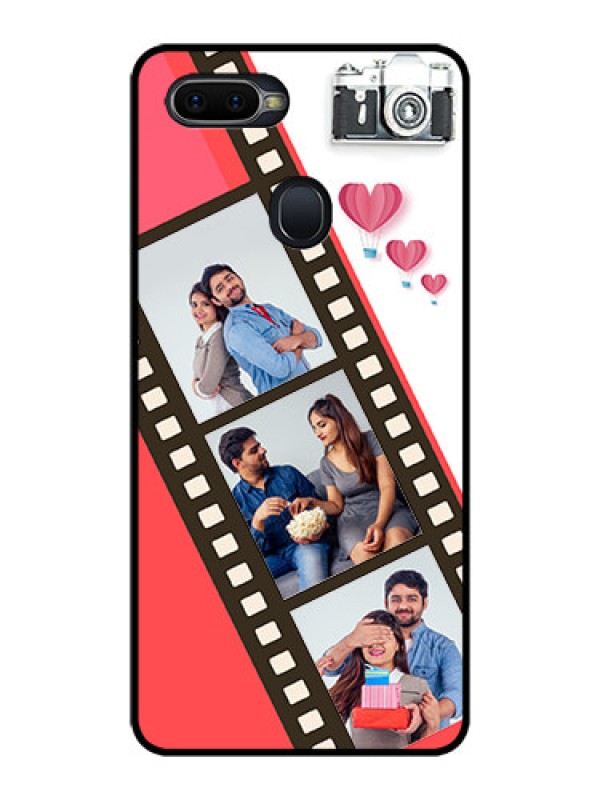 Custom Oppo F9 Pro Personalized Glass Phone Case  - 3 Image Holder with Film Reel