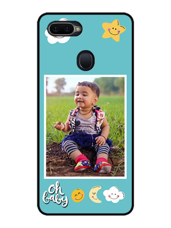 Custom Oppo F9 Pro Personalized Glass Phone Case  - Smiley Kids Stars Design