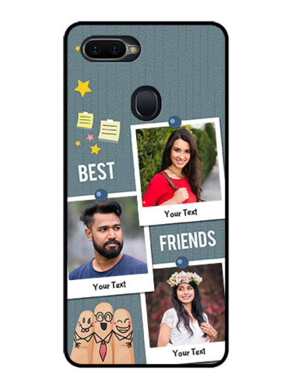 Custom Oppo F9 Pro Personalized Glass Phone Case  - Sticky Frames and Friendship Design