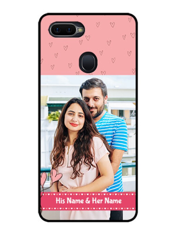 Custom Oppo F9 Pro Personalized Glass Phone Case  - Love Design Peach Color