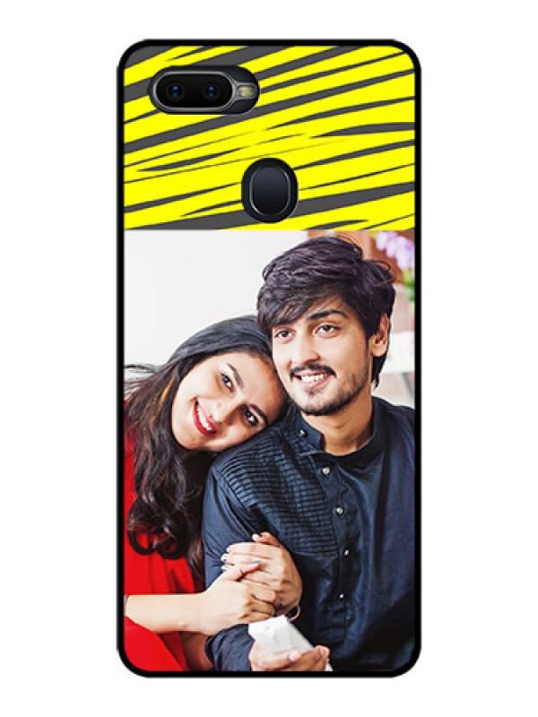 Custom Oppo F9 Pro Photo Printing on Glass Case  - Yellow Abstract Design