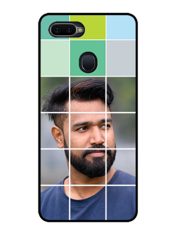 Custom Oppo F9 Pro Photo Printing on Glass Case  - with white box pattern 