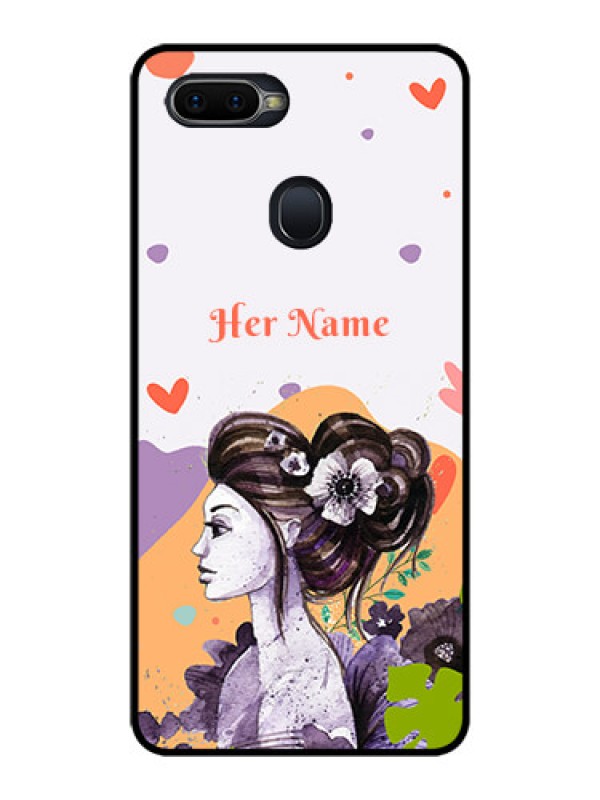 Custom Oppo F9 Pro Personalized Glass Phone Case - Woman And Nature Design