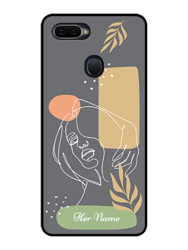 Custom Oppo F9 Pro Custom Glass Phone Case - Gazing Woman line art Design