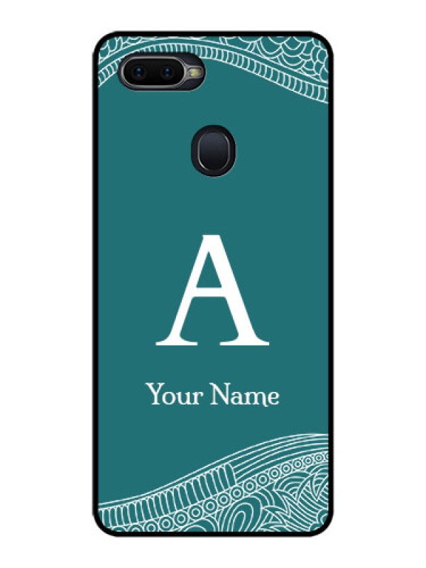 Custom Oppo F9 Pro Personalized Glass Phone Case - line art pattern with custom name Design