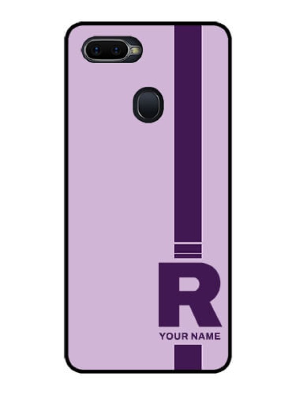 Custom Oppo F9 Pro Photo Printing on Glass Case - Simple dual tone stripe with name Design