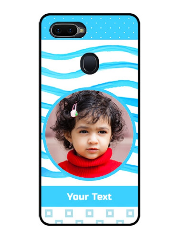 Custom Oppo F9 Custom Glass Phone Case  - Simple Blue Case Design