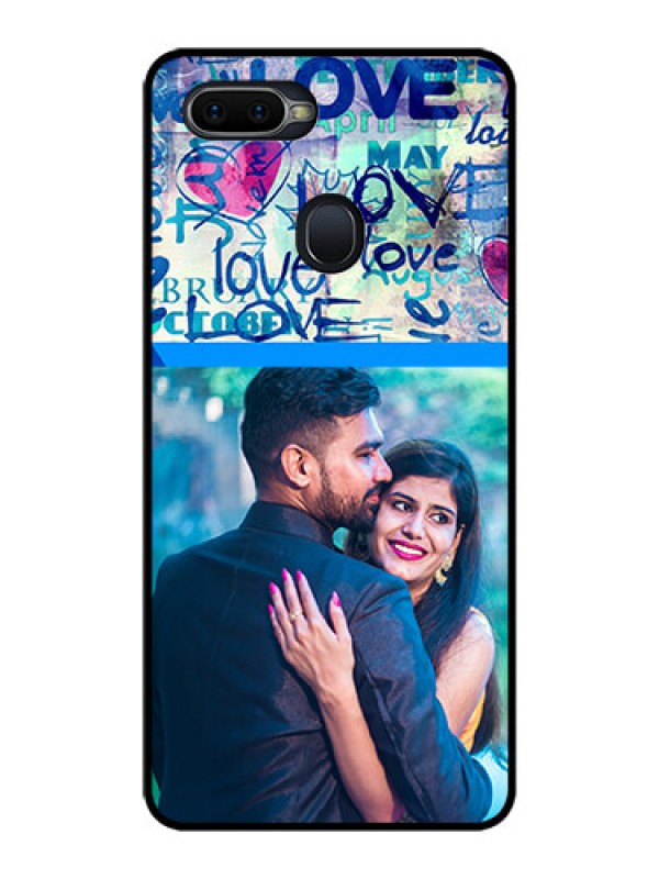 Custom Oppo F9 Custom Glass Mobile Case  - Colorful Love Design