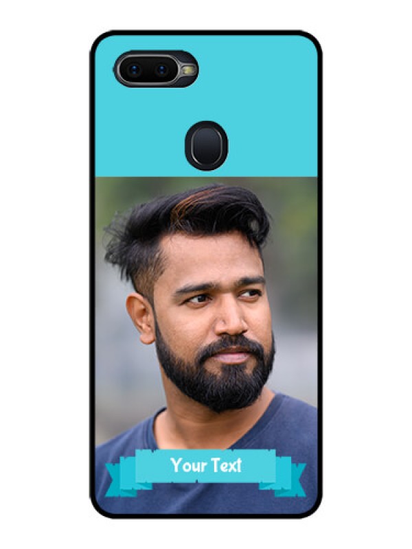 Custom Oppo F9 Personalized Glass Phone Case  - Simple Blue Color Design