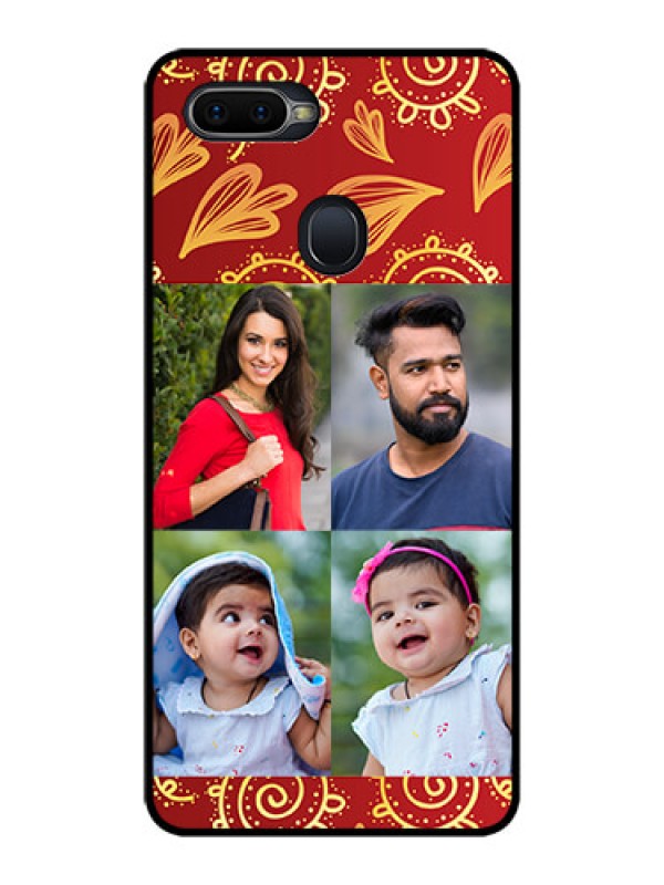 Custom Oppo F9 Photo Printing on Glass Case  - 4 Image Traditional Design