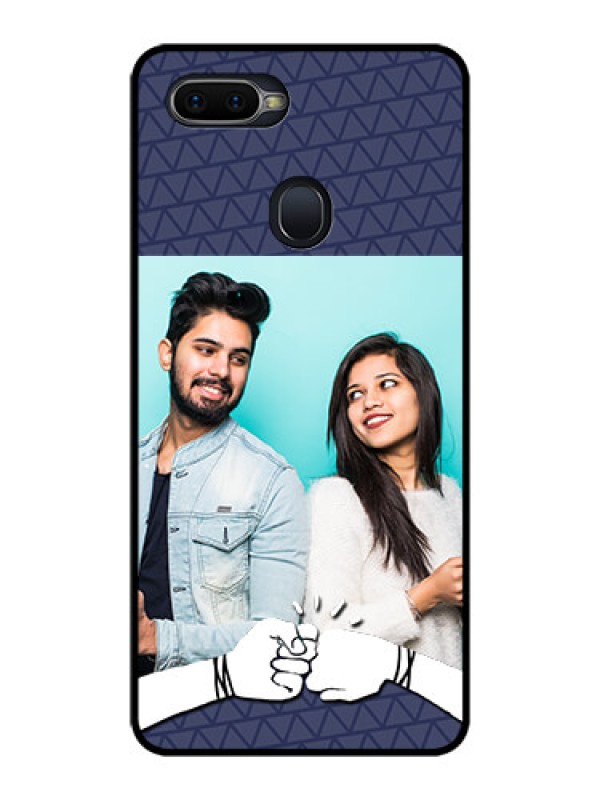 Custom Oppo F9 Photo Printing on Glass Case  - with Best Friends Design  