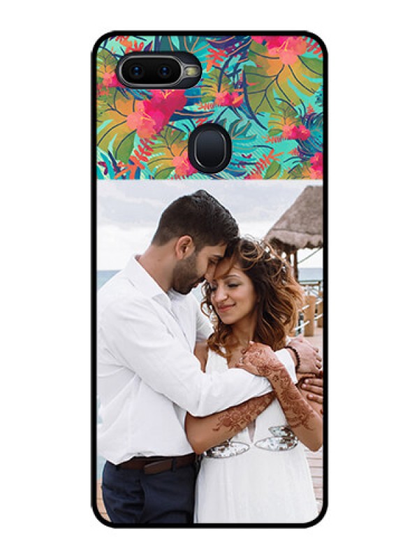 Custom Oppo F9 Photo Printing on Glass Case  - Watercolor Floral Design