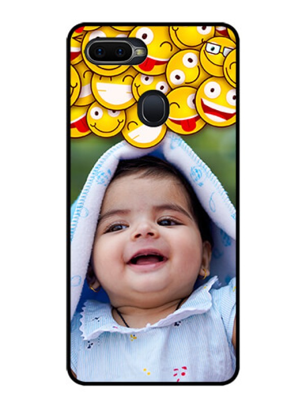 Custom Oppo F9 Custom Glass Mobile Case  - with Smiley Emoji Design