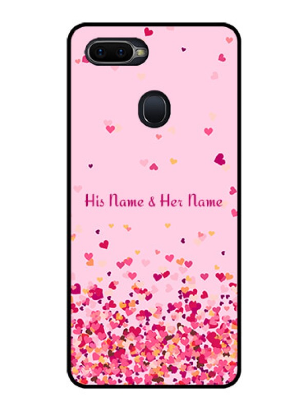 Custom Oppo F9 Photo Printing on Glass Case - Floating Hearts Design