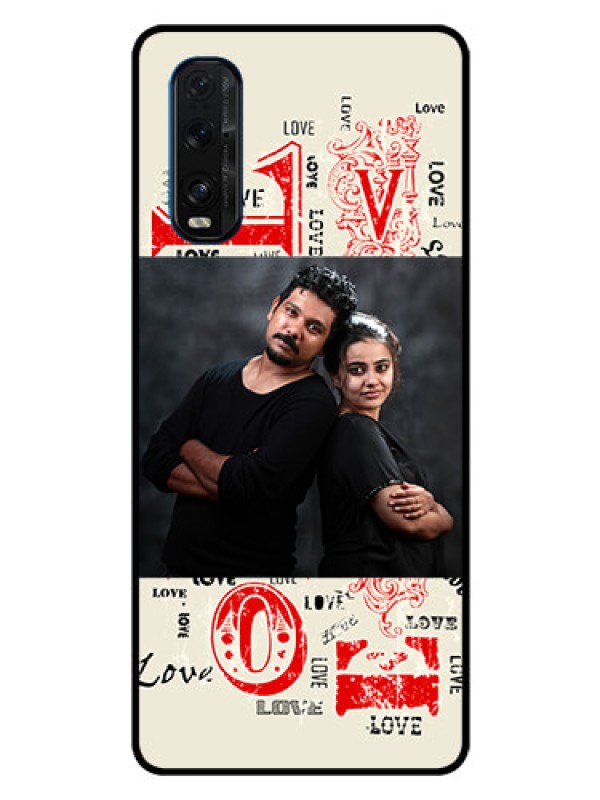 Custom Oppo Find X2 Photo Printing on Glass Case  - Trendy Love Design Case