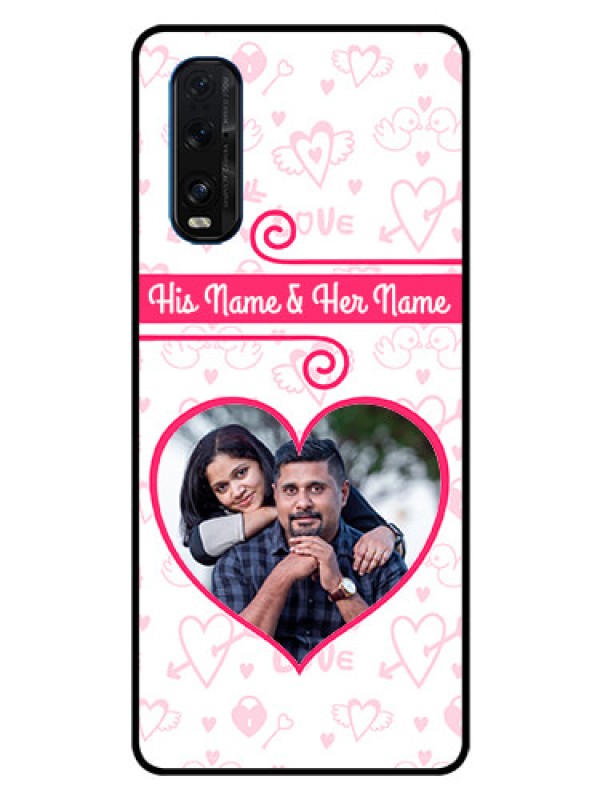 Custom Oppo Find X2 Personalized Glass Phone Case  - Heart Shape Love Design