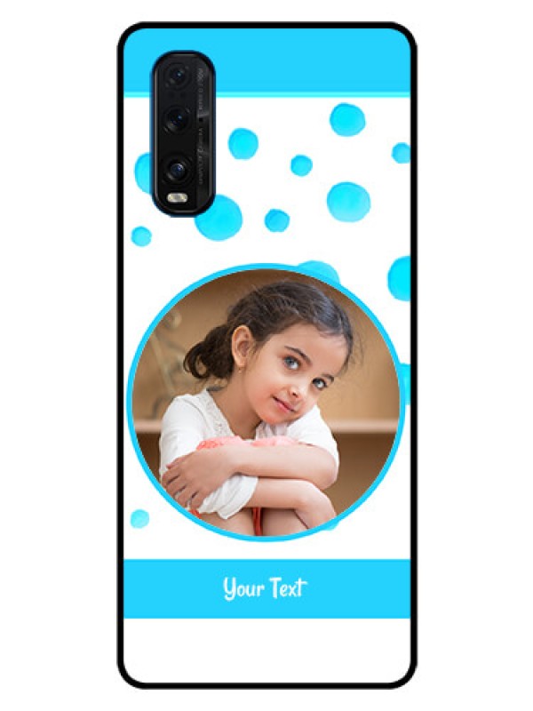 Custom Oppo Find X2 Photo Printing on Glass Case  - Blue Bubbles Pattern Design